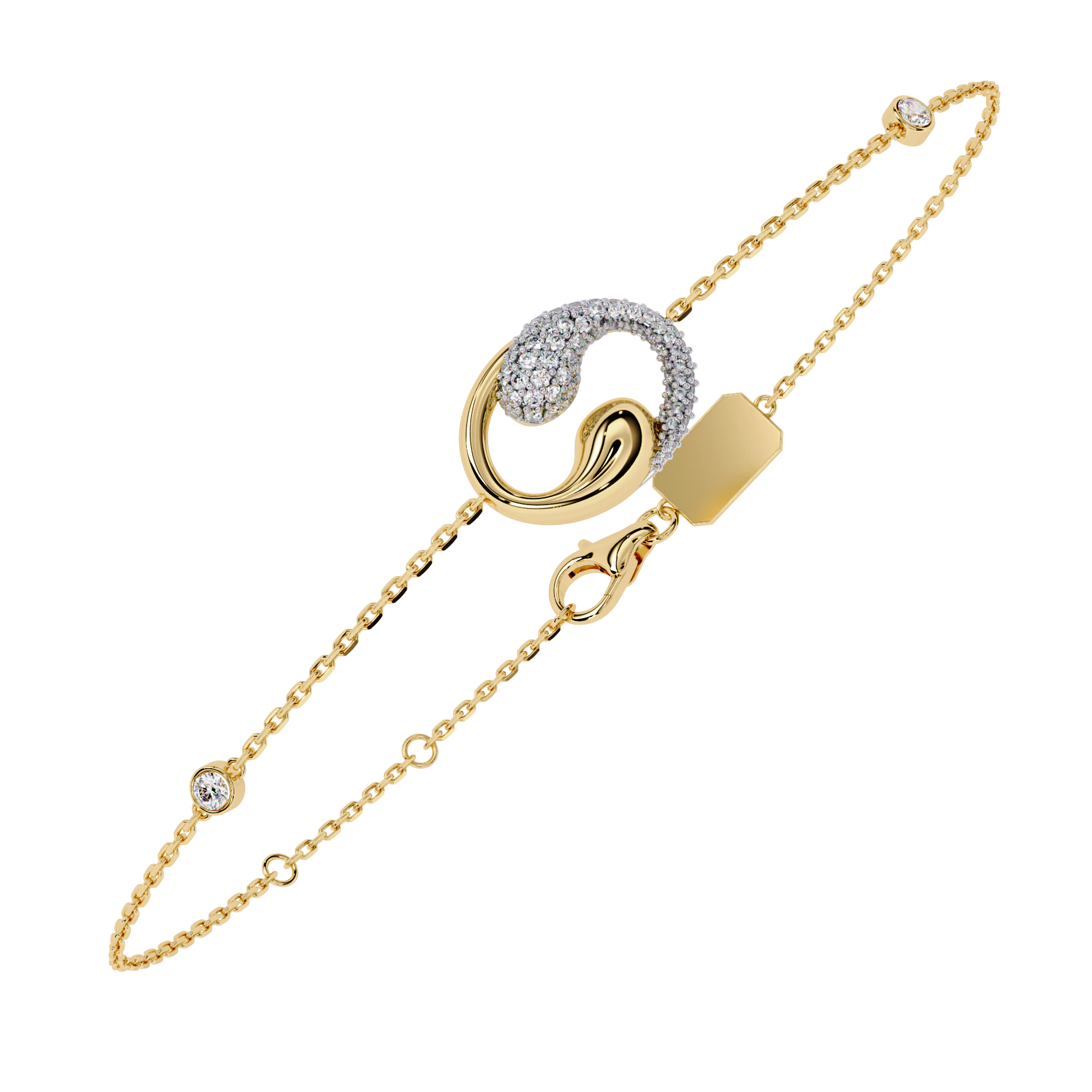 Solitairekart 0.29ct Celestial Crescent Natural Diamond Bracelet-HI Color, VS-SI Clarity